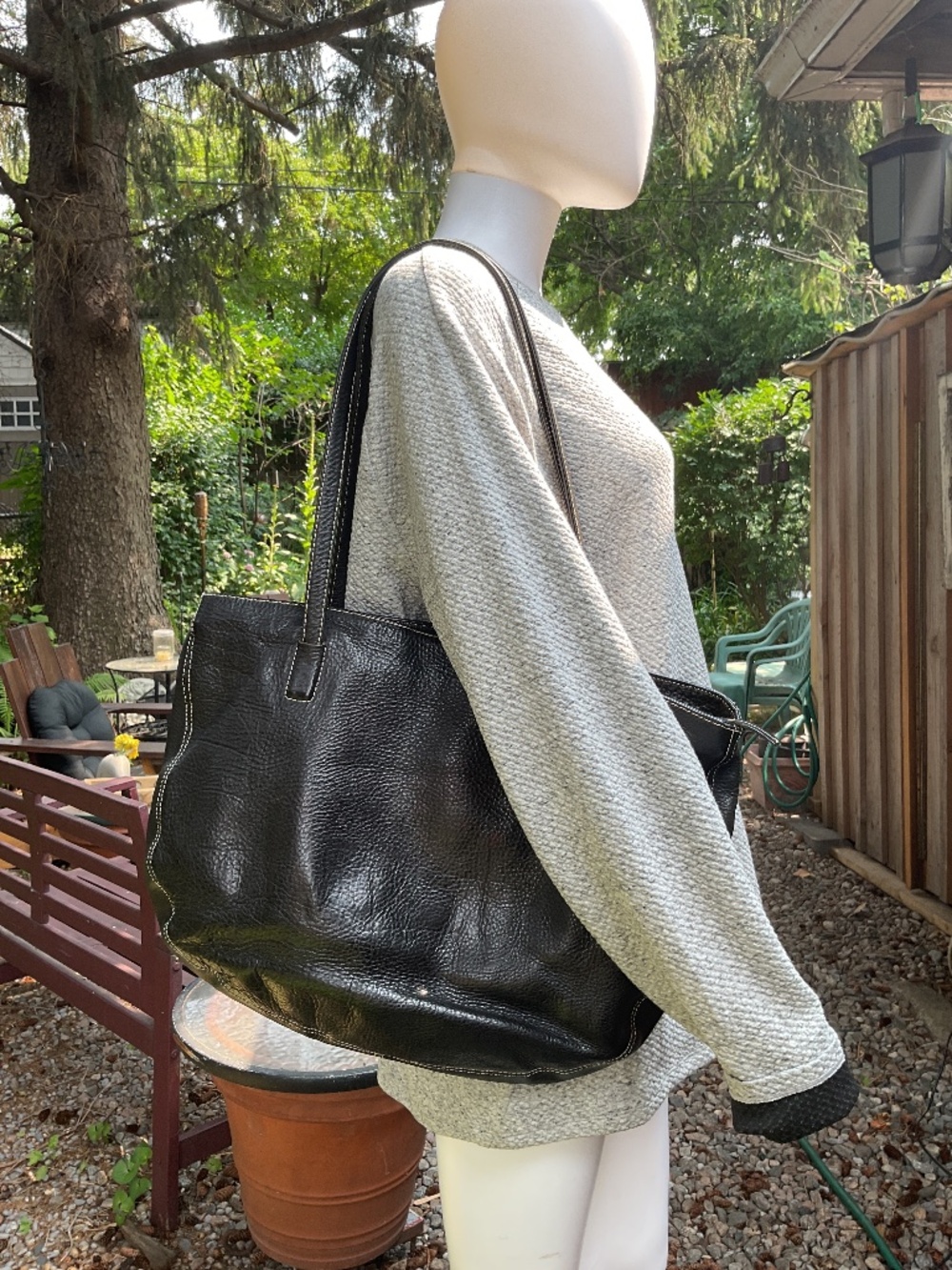 Holt Renfrew vintage Black Leather Tote